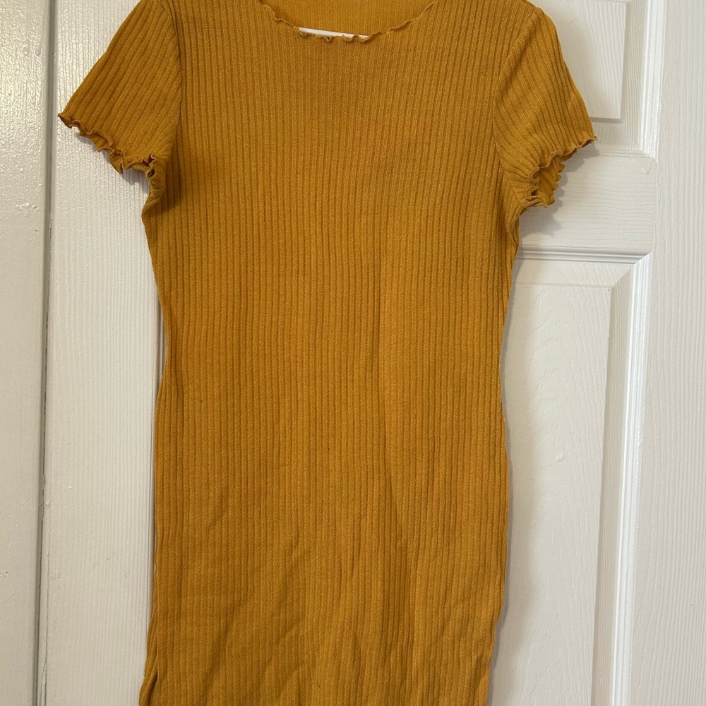 Mustard Ribbed Knit Dress